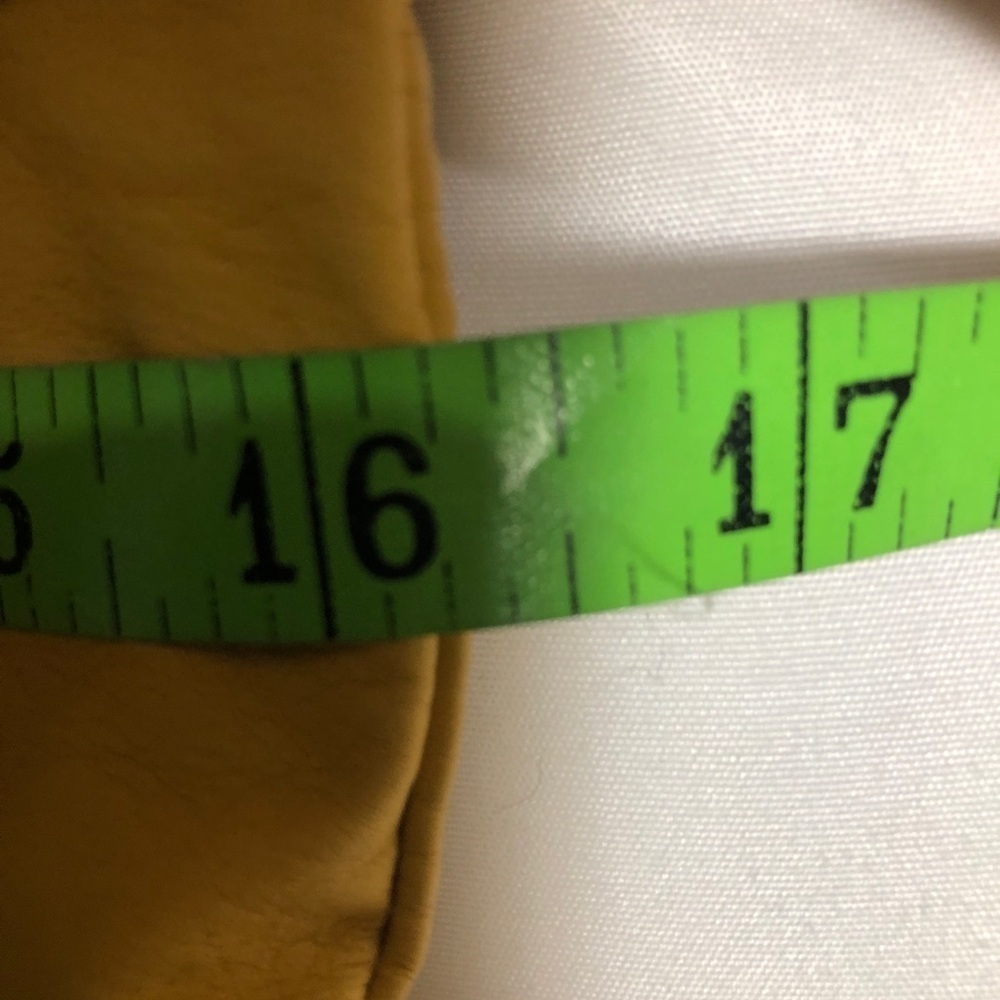 Womens Yellow Faux Leather Jacket. Size 16” pit to pit (Small). - Picture 5 of 9